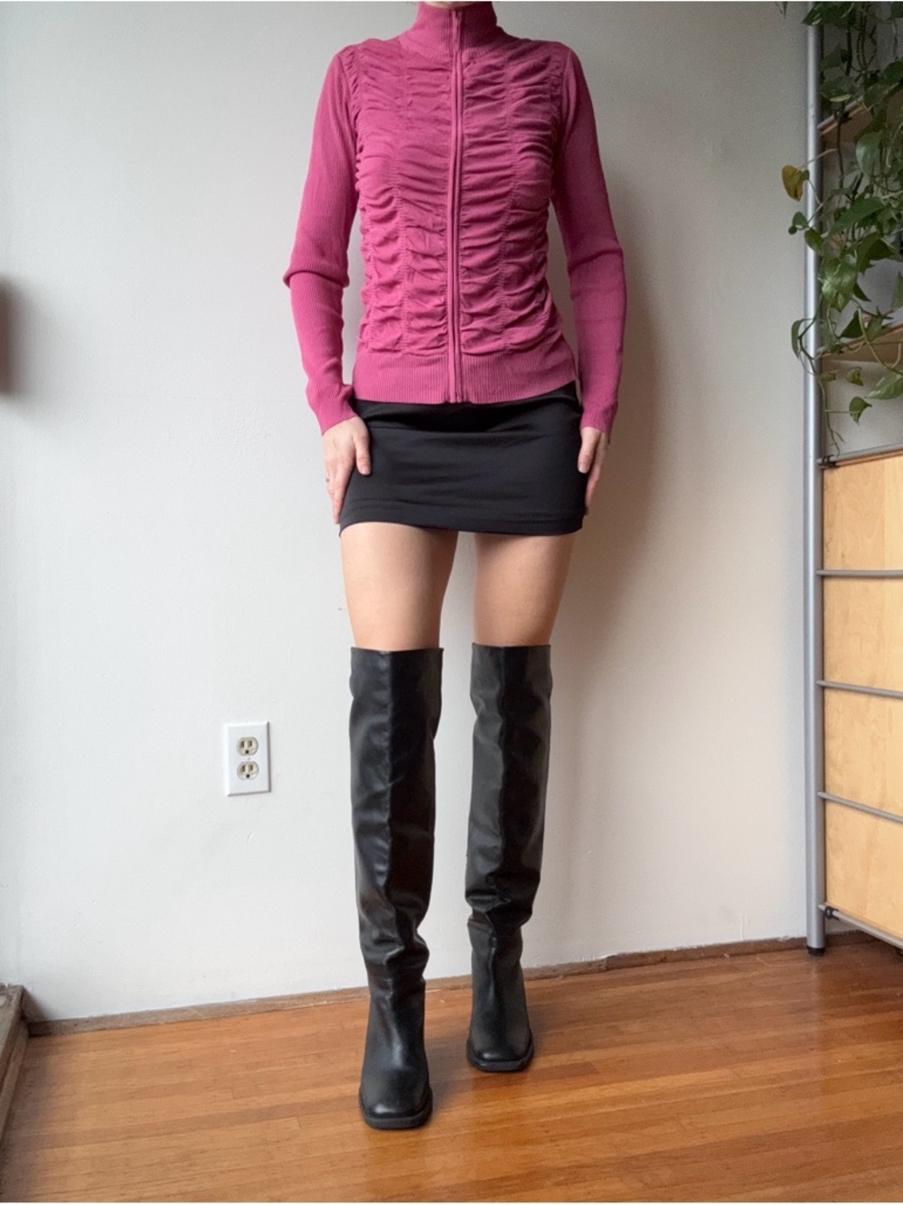 Jessica pink Y2K ruched long sleeve zip up